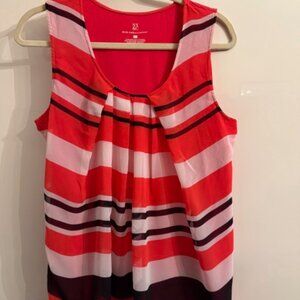 New York and Co. top, orange, stripes, size M